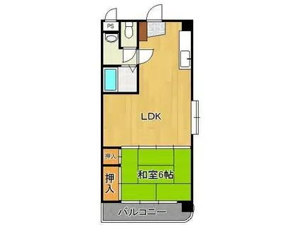 ルネッサンス TOEI 美萩野(1LDK/2階)の間取り写真