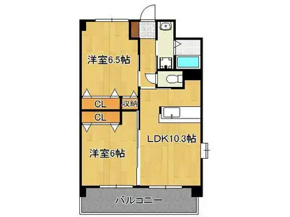 エヴァーグリーンN(2LDK/7階)の間取り写真