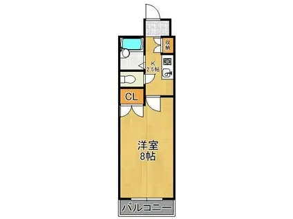 キャステール片野(1K/2階)の間取り写真