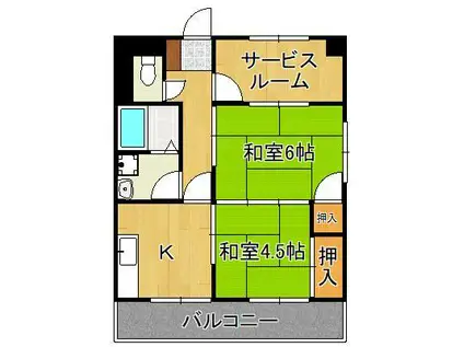 コーポあけだ(2SK/2階)の間取り写真