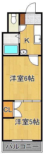 ロイヤルエレガンス(2K/6階)の間取り写真