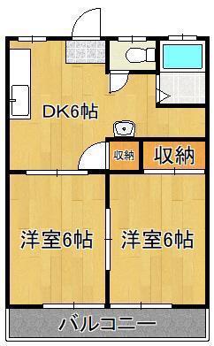 コーポ原田(2DK/3階)の間取り写真