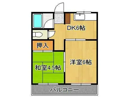 アリエス360(2DK/4階)の間取り写真