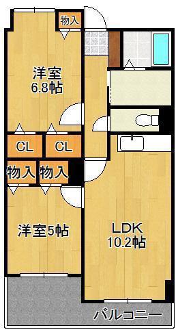 ラディア霧ケ丘(2LDK/6階)の間取り写真