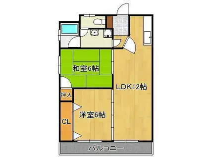 ベルガ三萩野(2LDK/10階)の間取り写真