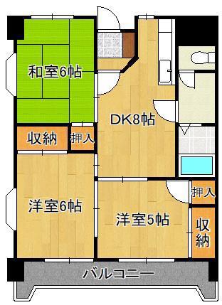 コーポ森川(3DK/8階)の間取り写真