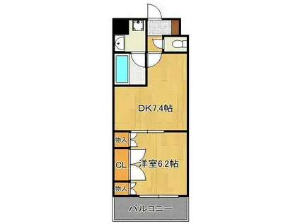 ラ・クーレⅤ片野(1DK/2階)の間取り写真