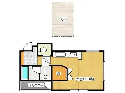 山口マンション(ワンルーム/3階)の間取り写真