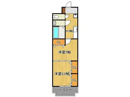 木下鉱産ビルⅡ(2K/8階)の間取り写真