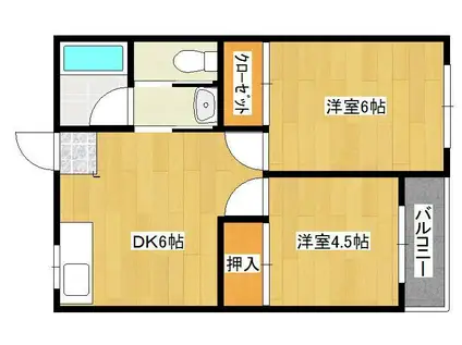 マキシム足原(2DK/3階)の間取り写真