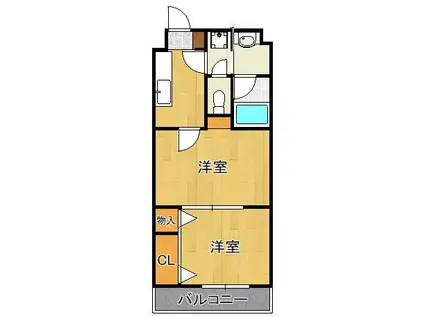 ウィングス片野Ⅱ(2K/2階)の間取り写真