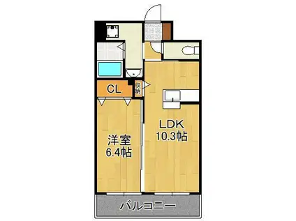 ジュピター(1LDK/13階)の間取り写真
