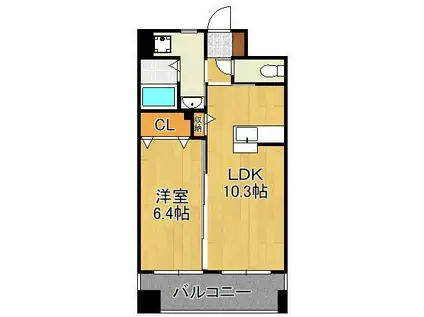 ジュピター(1LDK/7階)の間取り写真