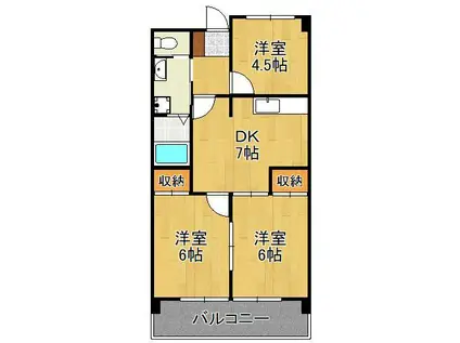 片野レジデンシャルビル(3DK/7階)の間取り写真