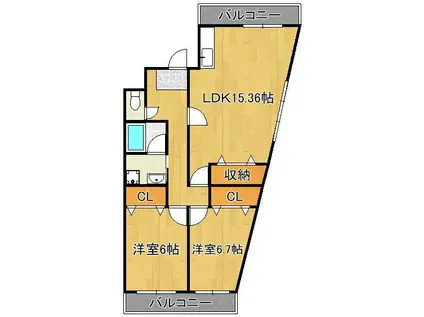 パークスクエアー松島(2LDK/2階)の間取り写真