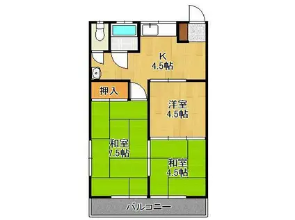 西田ビル(3K/3階)の間取り写真