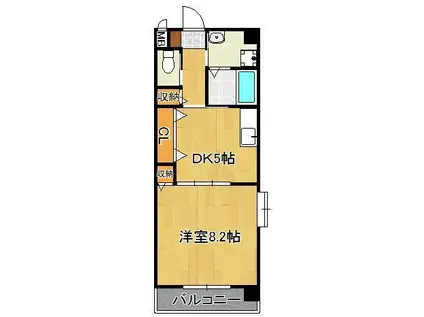 アーバンフォレスト片野(1DK/5階)の間取り写真