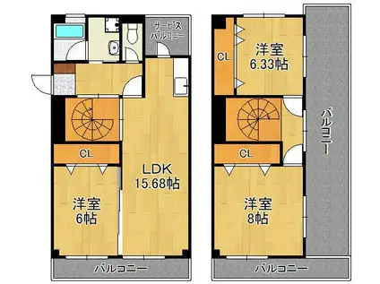 パティナ足立(3LDK/2階)の間取り写真
