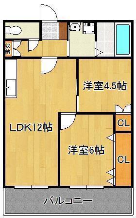 黄金ハイツ(2LDK/4階)の間取り写真