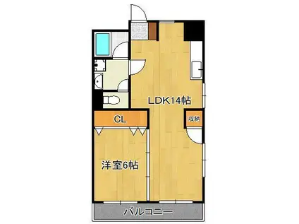 リファレンス三郎丸(1LDK/1階)の間取り写真