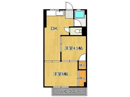 第1熊谷ビル(2DK/4階)の間取り写真