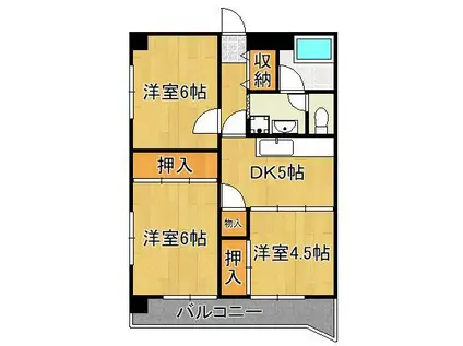 第二熊谷ビル(3DK/9階)の間取り写真