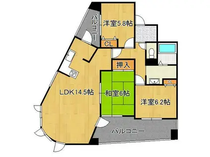 グランドパレスエクセラン足立 401号(3LDK/4階)の間取り写真