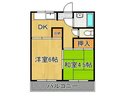 アベニュー片野(2DK/4階)の間取り写真