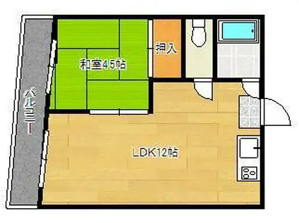 アベニュー片野(1LDK/2階)の間取り写真