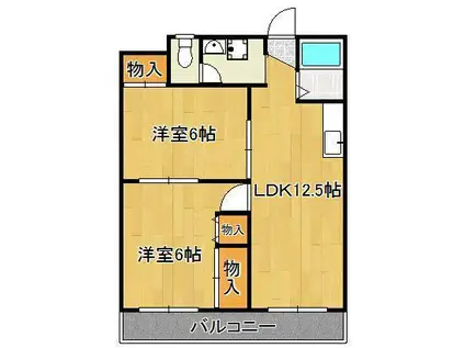 プリンセス片野Ⅱ(2LDK/4階)の間取り写真