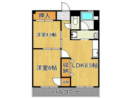 木村ビル(2LDK/2階)の間取り写真