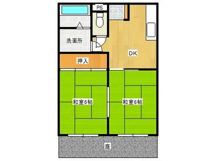 シャトレ神岳Ⅱ(2DK/1階)の間取り写真