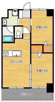 ウィングス三萩野(2LDK/3階)の間取り写真