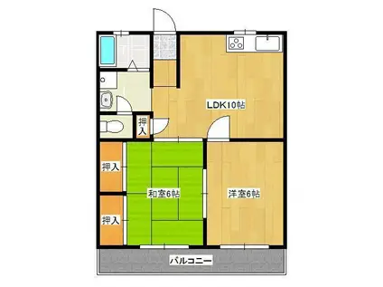 アーバンKNⅡ(2LDK/2階)の間取り写真