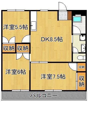 セゾン片野公園前(3DK/3階)の間取り写真