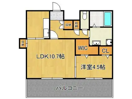 フェリシエ三萩野(1LDK/2階)の間取り写真