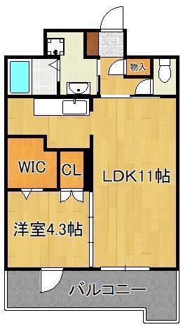 フェリシエ三萩野(1LDK/3階)の間取り写真