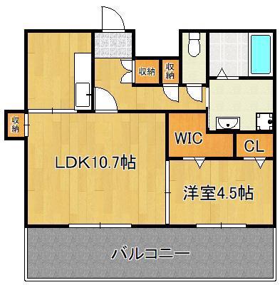 フェリシエ三萩野(1LDK/7階)の間取り写真