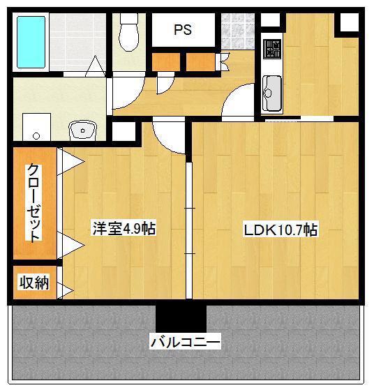 フェリシエ三萩野(1LDK/9階)の間取り写真