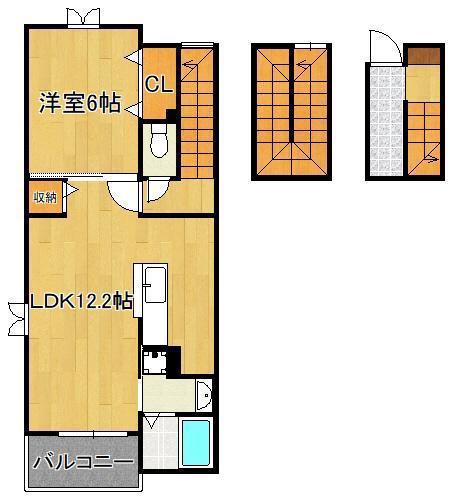 ラインハイム足立山A(1LDK/3階)の間取り写真