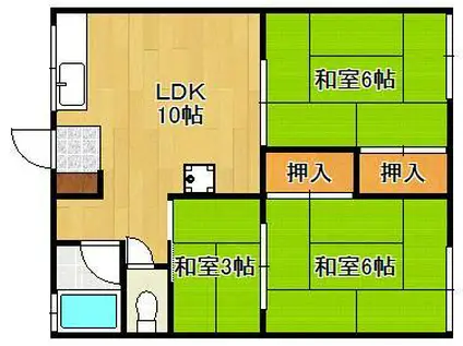 コーポ植田(2LDK/2階)の間取り写真