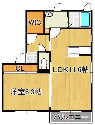 REPOS片野(1LDK/1階)の間取り写真