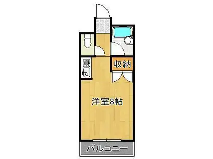 オーク黒住A棟(ワンルーム/2階)の間取り写真