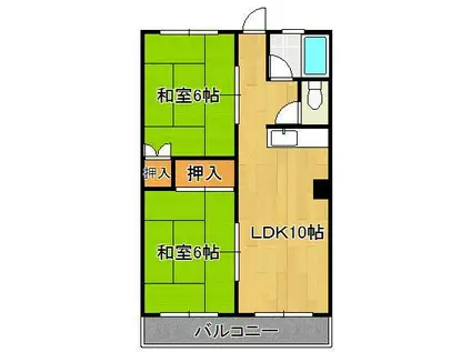 白銀マンション(2LDK/3階)の間取り写真