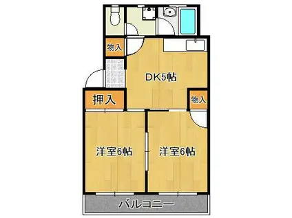 第三白石ビル(2DK/4階)の間取り写真