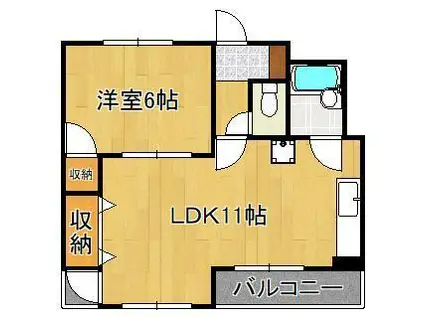 小倉林ビル(1LDK/3階)の間取り写真