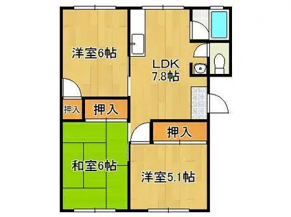 本梅ビル(3DK/2階)の間取り写真