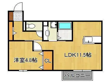 OASIS(1LDK/2階)の間取り写真