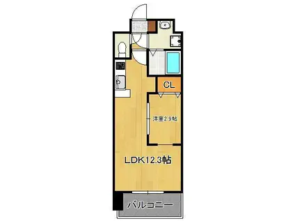 リュシオールレジデンス(1LDK/9階)の間取り写真