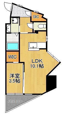 ウィングス重住(1LDK/9階)の間取り写真